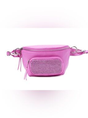 Rhinestone Accent Pink Crossbody Belt Bag